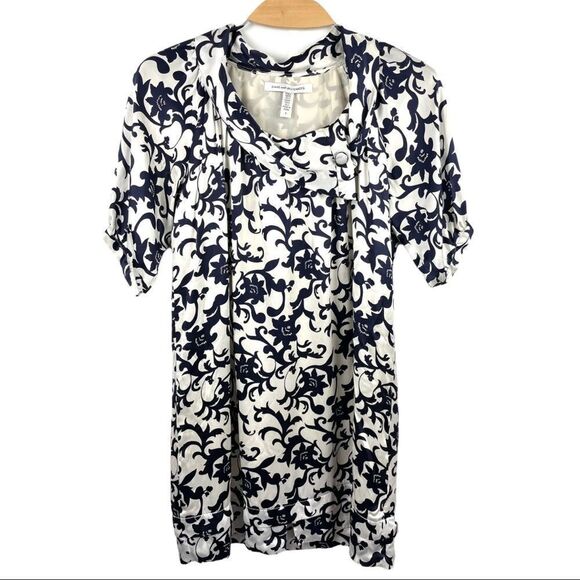 Diane Von Furstenberg Vintage Damask Porcelain Print Silk Dress Size 2 - Picture 3 of 7